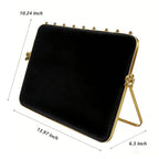 TANG SONG 10.24” Dual-Tone Metal Necklace Display Stand with Velvet Base – Jewelry Holder for Retail & Home (Black/Black) - color: Black