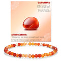 Natural Faceted Crystal Bracelet for Women,4mm Gemstone Round Beads Bracelets Adjustable Stretchy Healing Crystal Beads Bracelets Dainty Jewelry Gift - color: Carnelian