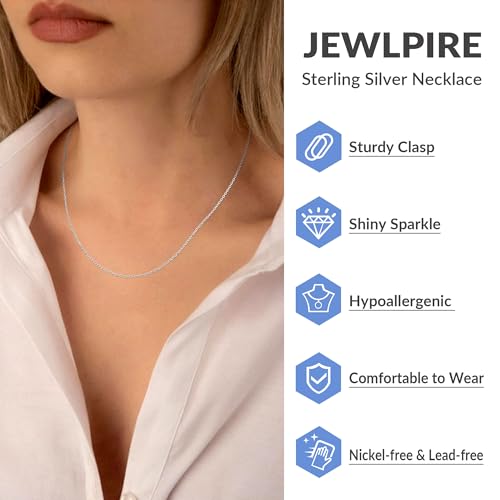 Jewlpire 18k Gold Plated 925 Sterling Silver Chain Necklace for Women, 1.2mm Cable Chain Necklace Thin & Dainty & Sturdy Women's Chain Necklaces 14/16/17/18/20/22/24 Inch - color: 925 Sterling Silver, size: 16 Inch
