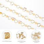 KYUNHOO 4 Meters Heart Chains for Jewelry Making Gold Plated Stainless Steel Chain Bulk on Spool for Women Make Crafts with Lobster Clasps Jump Rings - color: Heart Gold