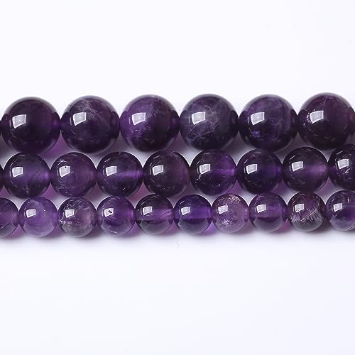 6MM Amethyst Round Loose Beads Natural Gem Beads Crystal Energy Stone Beads for Jewelry Making DIY Bracelet Necklace - color: Amethyst, size: 6MM
