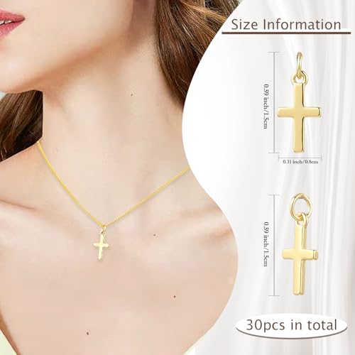 18K Gold Plated Cross Charms for Jewelry Making Brass Jesus Dangle Charm Cute Christ Pendants Bulk for Bracelets Necklaces Earrings DIY Crafts Supplies - color: 18K Gold 01