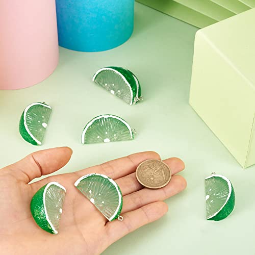 Cheriswelry Cup Cake Resin Pendants Lovely Food Sweet Dessert Dangle Charms Links Hanging Ornament with Metal Loop Fruit Pendants for Key Chains Bracelet Necklace Jewelry Making - color: Green Orange