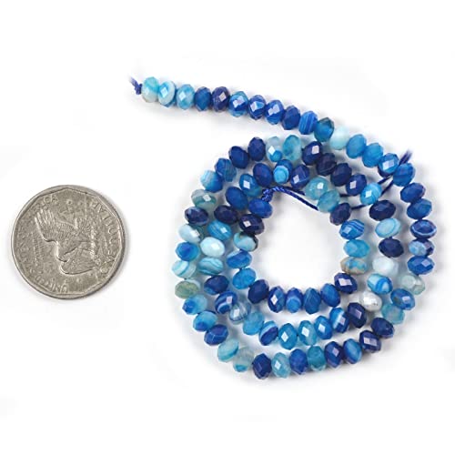 6mm Dyed Blue Brazilian Agate Faceted Rondelle Loose Beads Jewelry Making DIY Bead 16 Inch - color: Dyed Blue Brazilian Agate