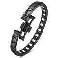 Feraco 5X Strength Magnetic Bracelets for Women, Stainless Steel Magnet Bracelet with Ultra Powerful 5000 Gauss Magnets, Upgraded Butterfly Clasp, Adjustable Jewelry Gift - color: Dark Black