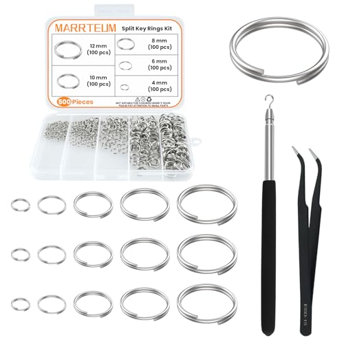 500 Pcs Double Open Jump Rings Kit, Stainless Steel Mini Round Split Craft Jump Keychains Key Ring with Double Loops Connectors for Jewelry Making, Bracelets Necklace Repair, DIY (4, 6, 8, 10, 12mm) - color: 500 Pcs Silver
