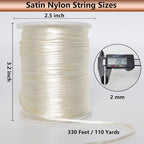 LUSTEMBER 2 mm x 330 Feet Satin Nylon Cord, Silky Smooth Nylon String for Jewelry Making Bracelet Necklaces Beading Thread Rattail Macrame Kumihimo Chinese Knot Craft - size: Cream