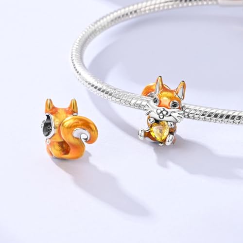 LAZA 925 Sterling Silver Charm for Bracelet Necklace Dangle Love Mom Butterfly Party Charm Beads Pendants DIY Jewelry for Women - color: Lovely Cute Squirrel