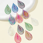 Dazzling Colorful Filigree Charms Hollow Out Multicolor Geometric Filigree Pendants for DIY Jewelry Making Earrings Necklaces Components - color: Waterdrop-1