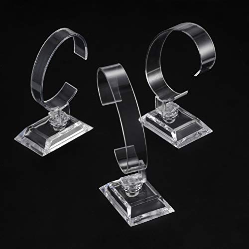 10 Pcs Watch Display Stand Holder, 4 inch/3.5 inch Clear Plastic Watch Display Stand Rack, Round Transparent Bracelet Stand Holder