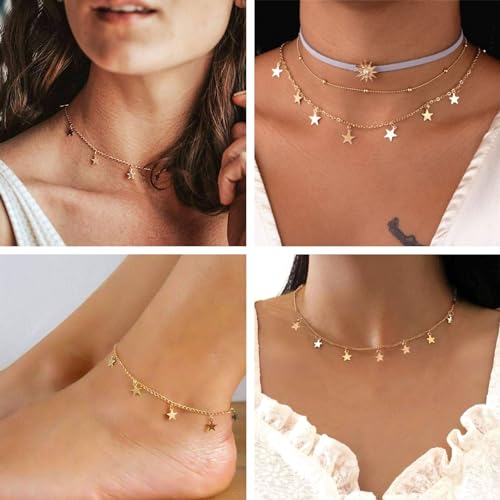 Kyutong 5 Meters Gold Chain for Jewelry Making Dangling Star Cable Chain Links Women Necklace Chain Bulk with Lobster Clasps Jump Rings for Jewelry Making Supplies - color: Gold Star