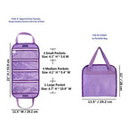 Travel Foldable Jewelry Rolls Bag Storage Pouch Hanging Jewelry Organizer with 8 Zippered Clear Pockets for Earrings Rings Necklaces Bracelets Watchbands (Purple)