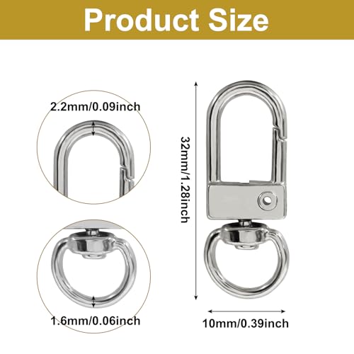 20Pcs Silver Metal Lobster Claw Clasps, Swivel Lanyards Snap Hooks for Jewelry Making, Keychain,Bag Connector - color: silver