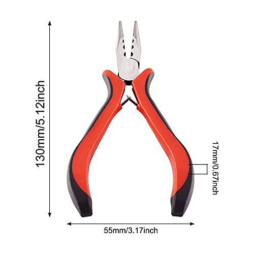 Pandahall 1Pcs Carbon Steel Crimper Pliers Crimping Tool Jewelry Wire for Crimp Beads Jewelry Making (Red)