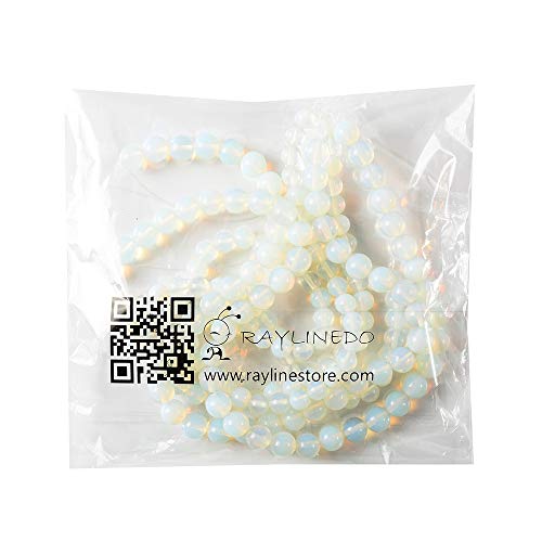 47Pcs 8mm Natural White Synthetic Opal Stone Round Beads Loose Beads Wholesale for Jewelry Making - color: White Opal, size: 8mm