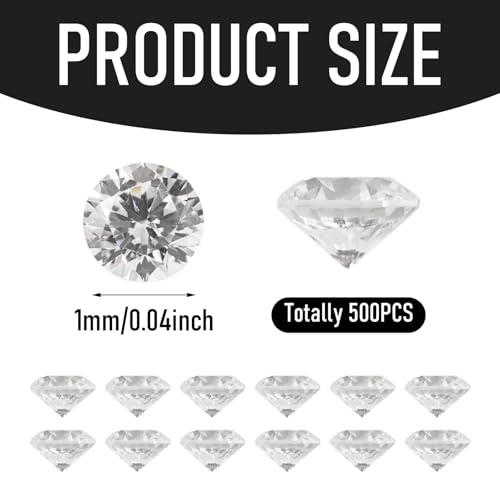 FASHEWELRY 500Pcs 1mm Cubic Zirconia Cabochons Tiny Rhinestone Clear Pointed Back Faceted Crystal Diamante for Nail Art Craft Replacing Jewelry Grade AAA - color: Clear, size: 1mm