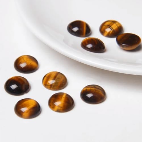 20pcs 16mm Natural Stone No Hole Tiger's Eye Semicircle Smooth Cabochons Beads for Jewelry Making Rings Earrings Necklace Bracelet DIY Crafts - color: Tiger Eye, size: 16mm