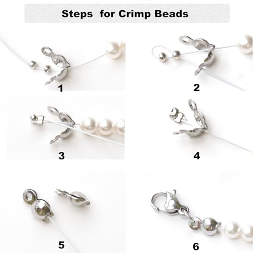 100 Pcs 925 Silver Crimp Beads for Jewelry Making - 4mm Crimp Bead Covers, Knot Covers for Jewelry Making, Knot Covers Clamshell Fold-Over Bead Covers for DIY Bracelets Necklaces - color: Silver