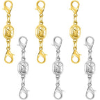 Magnetic Necklace Clasps and Closures-Magnetic Necklace Clasp Set, Double Locking Design, Gold and Silver (6pcs Gold Silver) - color: 6pcs gold silver