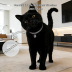 Silver Cat Chain Collar with Removable Bell,Adjustable Cuban Link Metal Necklace, Cute Pet Jewelry for Cats & Small Dogs