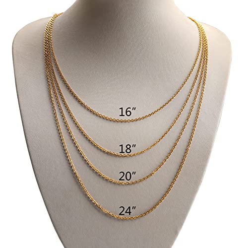30 Pack Necklace Chains 2mm Gold Plated Stainless Steel Link Cable Chain Necklace Bulk for DIY Jewelry Making Supplies (18 Inches) - color: Gold 18 Inches