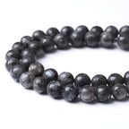 12MM Black Larvikite Round Loose Beads Natural Gem Beads Crystal Energy Stone Beads for Jewelry Making DIY Bracelet Necklace - color: Black Larvikite, size: 12MM
