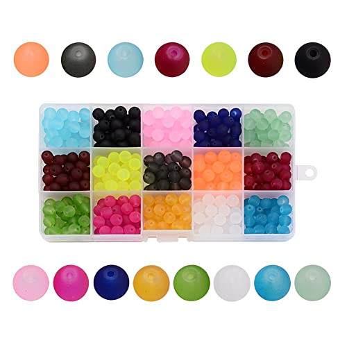 KISSITTY 1500pcs 4mm Frosted Round Crystal Beads Glass Spacer Beads 15 Colors for Bracelets Necklace DIY Jewelry Making