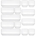 12 Piece Clear Drawer Organizer Set, 3 Sizes Bathroom Vanity Organizer Trays and Storage Bins for Makeup, Cosmetics, Jewelry, and Gadgets. Perfect for Office, Kitchen, Bedroom, Bathroom Use. - size: 12pcs-3size