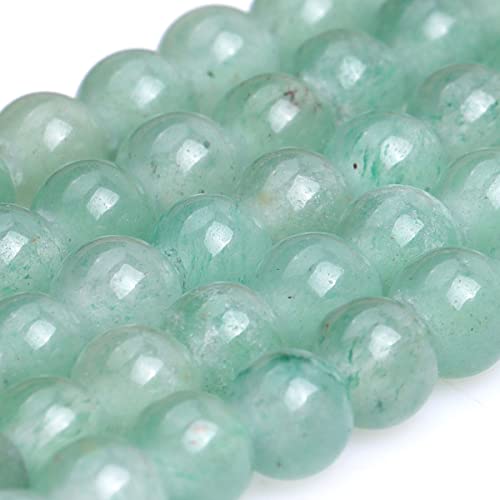 JOE FOREMAN 2MM Big Hole 6mm Green Aventurine Jade Round Natural Gemstone Semi Precious Loose Beads for Jewelry Making 15" Beaded Strand DIY Handmade Craft Supplies - size: 6mm