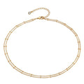 MEVECCO Dainty Gold Chain Choker Necklace 14K Gold Plated Handmade Boho Cute Tiny Beaded Link Choker Necklace Delicate Simple Minimalist Choker Necklace for Women - style: Two Layered Bead Chain GD