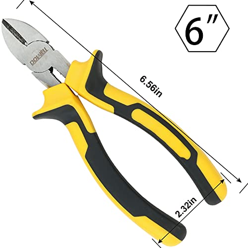 DOWELL Diagonal Cutting Pliers 6 Inch Diagonal Cutters Wire Cutters Durable Nickel Chromium Steel Construction for Electricians and Homes - size: 6" Diagonal Cutting Pliers