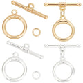 Beebeecraft 1 Box 10Pcs Toggle Clasps T-Bar Closure Clasps Real 18K Gold and 925 Sterling Plated Silver OT Buckle with Jump Rings for Necklace Bracelet Jewelry Making - color: #3 Gold&Silver 10 sets