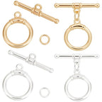 Beebeecraft 1 Box 10Pcs Toggle Clasps T-Bar Closure Clasps Real 18K Gold and 925 Sterling Plated Silver OT Buckle with Jump Rings for Necklace Bracelet Jewelry Making - color: #3 Gold&Silver 10 sets