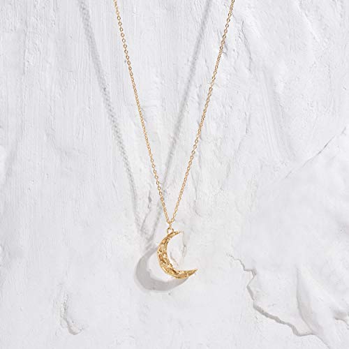 Valloey Rover Gold Necklace for Women 14K Gold Plated Circle Cubic Zirconia Pendant Necklace Dainty Twist Rope Chain Necklace Simple Jewelry Gift for Women - style: CZ-Moon