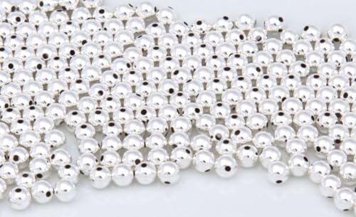 200pcs Adabele Authentic 925 Sterling Silver Hypoallergenic Seamless 2mm (0.08 Inch) Small Tiny Round Loose Beads Spacer for DIY Craft Jewelry Making SS140 - color: Sterling silver, size: 2mm (0.08") - 200pcs