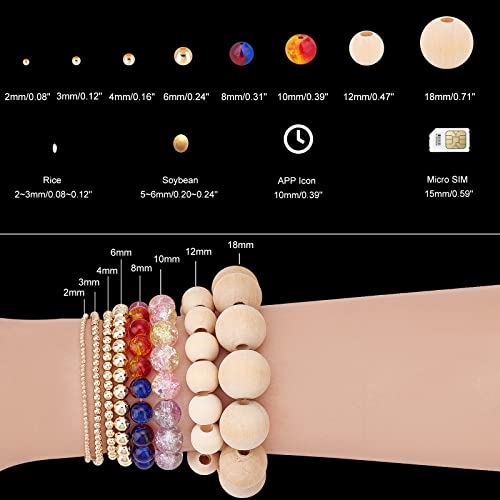 PH PandaHall 1350pcs 3mm Spacer Beads, Smooth Tiny Spacers Metal Iron Round Ball Loose Beads Gold Plated Seed Beads for Summer Hawaii Stackable Earring Necklace Bracelet Jewelry Making 5 Color