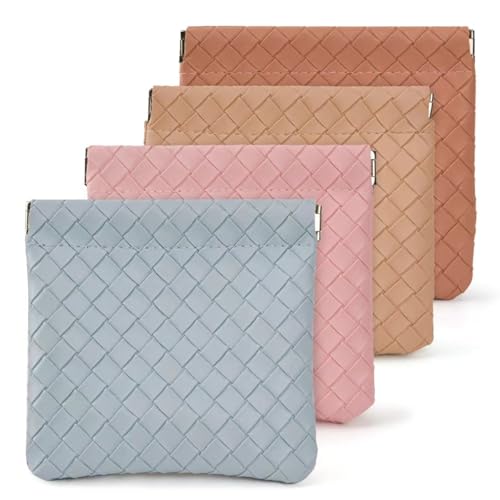 4PCS Small Makeup Bag for Purse，Waterproof Leather Portable Mini Makeup Bag,Snap Closure Organizer Pouch for Coin Cards Jewelry Lipstick Cosmetic Accessories，Small Travel Kit Storage Pouch - color: Multicolor