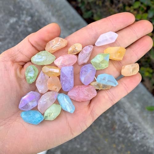 Adabele 15 Inch Natural Raw Healing Crystal Quartz Nugget Drilled Gemstone Loose Beads Chakra Rainbow AB Titanium Coated Chakra Gem Stone Spacer for Jewelry Craft Making GA-B6 - color: Chakras Rainbow Ab, size: 15 Inch/1 Strand