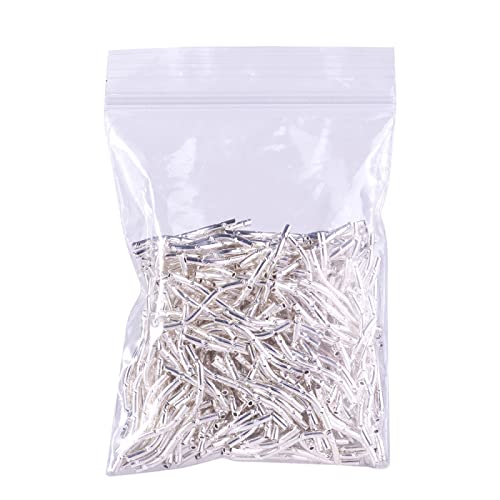 KISSITTY 300-Piece 1.5mm by 21mm Silver Long Curved Noodle Tube Spacer Beads with 0.5mm Hole for DIY Jewelry Making - color: Silver Curved, size: 21mm