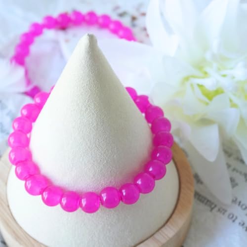 Jabrand 145pcs Glass Beads, 8mm Glass Beads for Barcelet and Jewelry Making DIY Crafts (Hot Pink) - color: Hot Pink