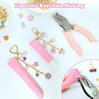 526Pcs Charms Lip Gloss Keychain Making Kit, DIY Keychain Supplies with 200 Charms, 28 Clasps, Jump Rings, Chain, Jewelry Plier, Hole Punch, Bag Charm Kit, Jewelry Making Kit for Crafting Keychains - color: Gold-526Pcs Kit