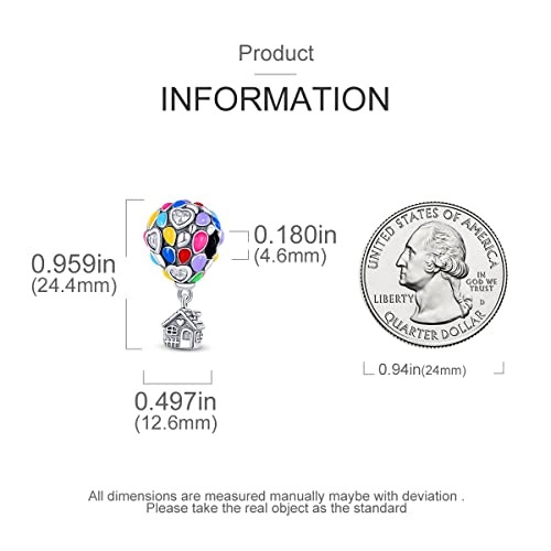 MULA 925 Sterling Silver Charms for Bracelets and Necklaces Lipstick and Bag Dangle Pendants Tower Camera Beads Jewelry Charms for Women - color: Colorful Hot Air Balloon