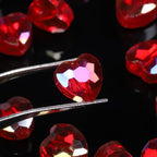 70pcs 8mm Valentine's Day AB Red Faceted Heart Beads for Jewelry Making Crystal Glass Beads for Bracelets Necklace Crafts, Friendship Bracelet Kit, Love Gifts - color: AB Red