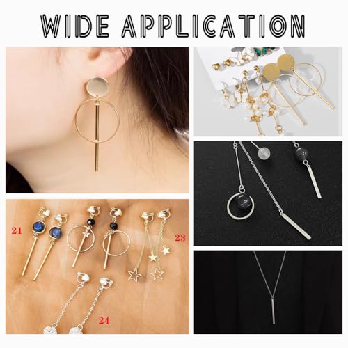 UNICRAFTALE Metal Bar Charms Stainless Steel Bar Pendants Golden & Stainless Steel Color Charms Metal Necklace DIY Pendant for Earrings Jewelry Making