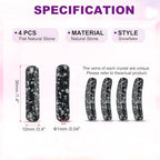 PATIKIL 4 Pcs Natural Stone, 36 x 10 mm Natural Curved Clear Quartz Stone Crystal Handmade Jade Flat Beads for DIY Crafting, Snowflake - color: Snowflake
