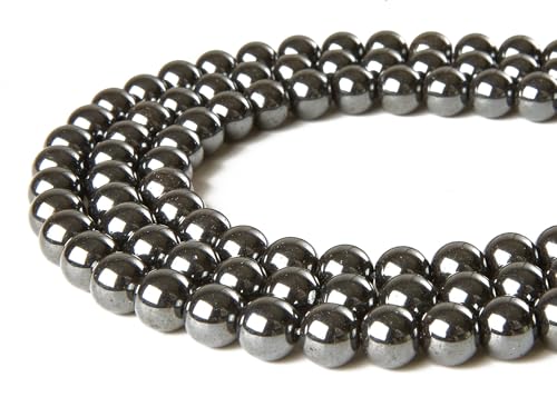 150pcs 8mm Black Hematite Beads Natural Gemstone Beads Round Loose Beads for Jewelry Making - color: Black Hematite, size: 8mm