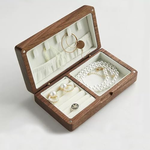 Wooden Jewelry Box, Simple Solid Wood Wooden, Ring Holder and Necklace Organizer, Black Walnut - size: L16.5*W9.5*H4cm