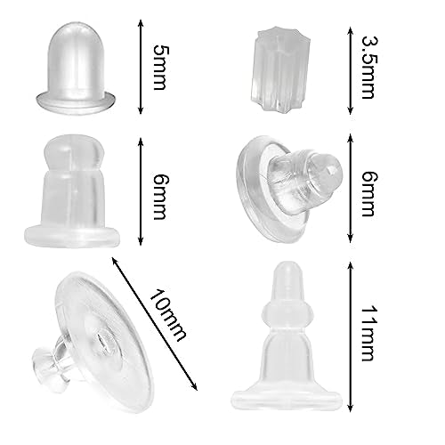 290pcs Silicon Earring Backs for Studs, Full Cover Earring Backs, 6 Styles Clear Hypoallergenic Rubber Earrings Safety Back Stopper Replacement Kit (Mixed Styles) - color: 6 Mixed Styles
