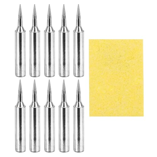 MECCANIXITY Pack of 10 900M Solder Tips Internally Heated Soldering Tips with Cleaning Sponge Pad Replacement Welding Accessories Kit for Electrical Solder Station Tip (900M-T-I) - style: 900M-T-I