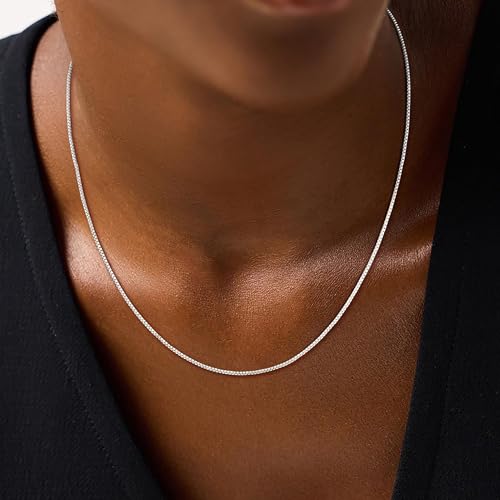 925 Sterling Silver Chain for Women, Diamond Cut 1mm Box Chain Lobster Claw Clasp Silver Jewelry Gifts for Women Mom Girlfriend - size: 20 Inches